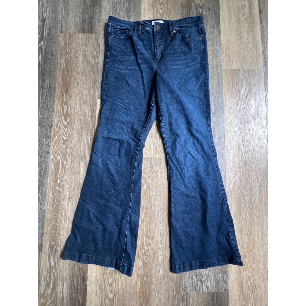 Old Navy Flare Jeans Womens 10 Dark Wash Excellent High Rise‎ Wide Leg Pants